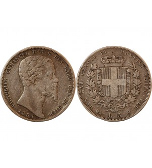 ITALIE, ROYAUME DE SARDAIGNE, VICTOR EMMANUEL II - 5 LIRE ARGENT 1854 B AIGLE 2