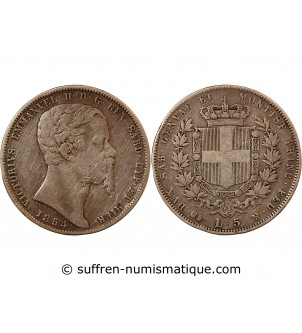 ITALIE, ROYAUME DE SARDAIGNE, VICTOR EMMANUEL II - 5 LIRE ARGENT 1854 B AIGLE