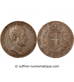 ITALIE, ROYAUME DE SARDAIGNE, CHARLES-ALBERT - 5 LIRE ARGENT 1849 P ANCRE GÊNES