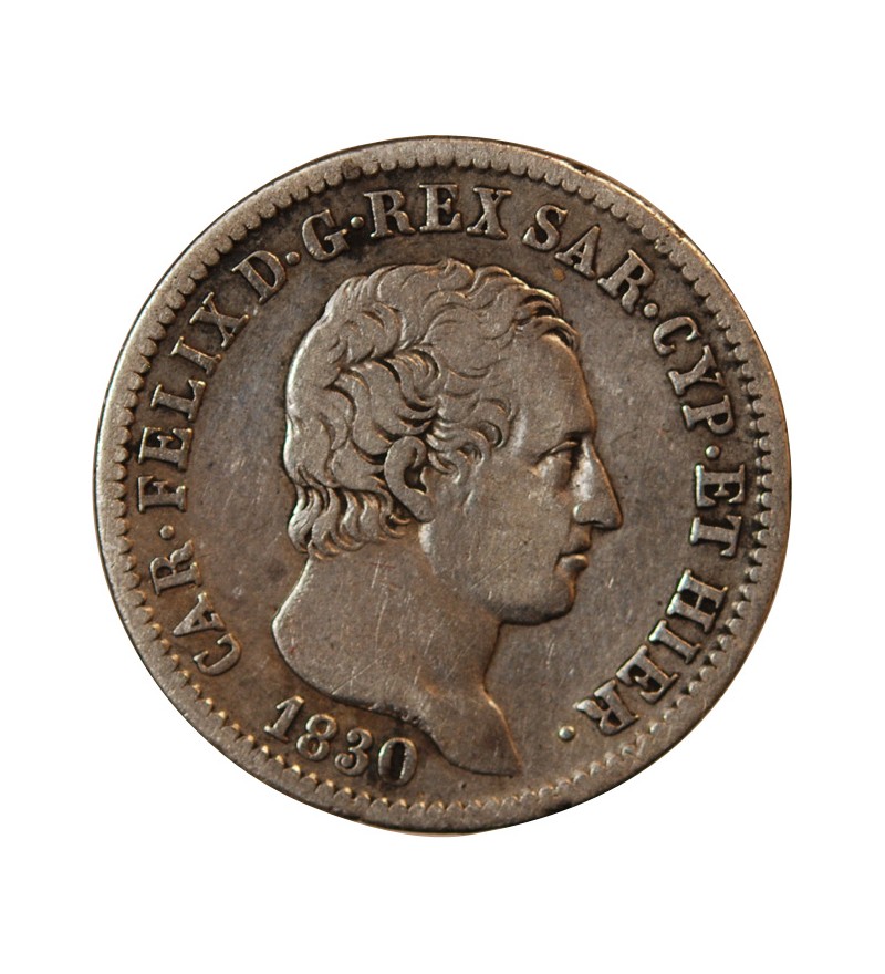 ITALIE, ROYAUME DE SARDAIGNE, CHARLES-FELIX - 1 LIRE ARGENT 1830 P AIGLE