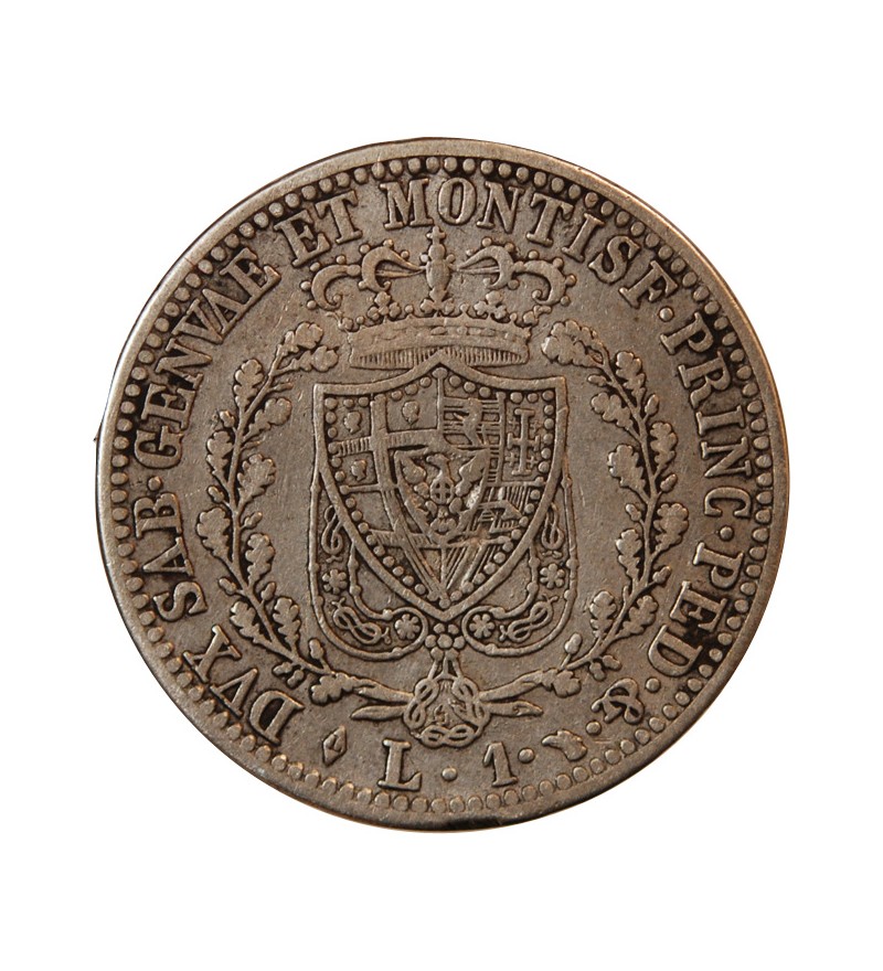 ITALIE, ROYAUME DE SARDAIGNE, CHARLES-FELIX - 1 LIRE ARGENT 1830 P AIGLE