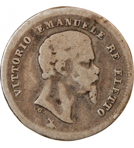 ITALIE, VICTOR EMMANUEL II - 50 CENTESIMI ARGENT 1860 FLORENCE