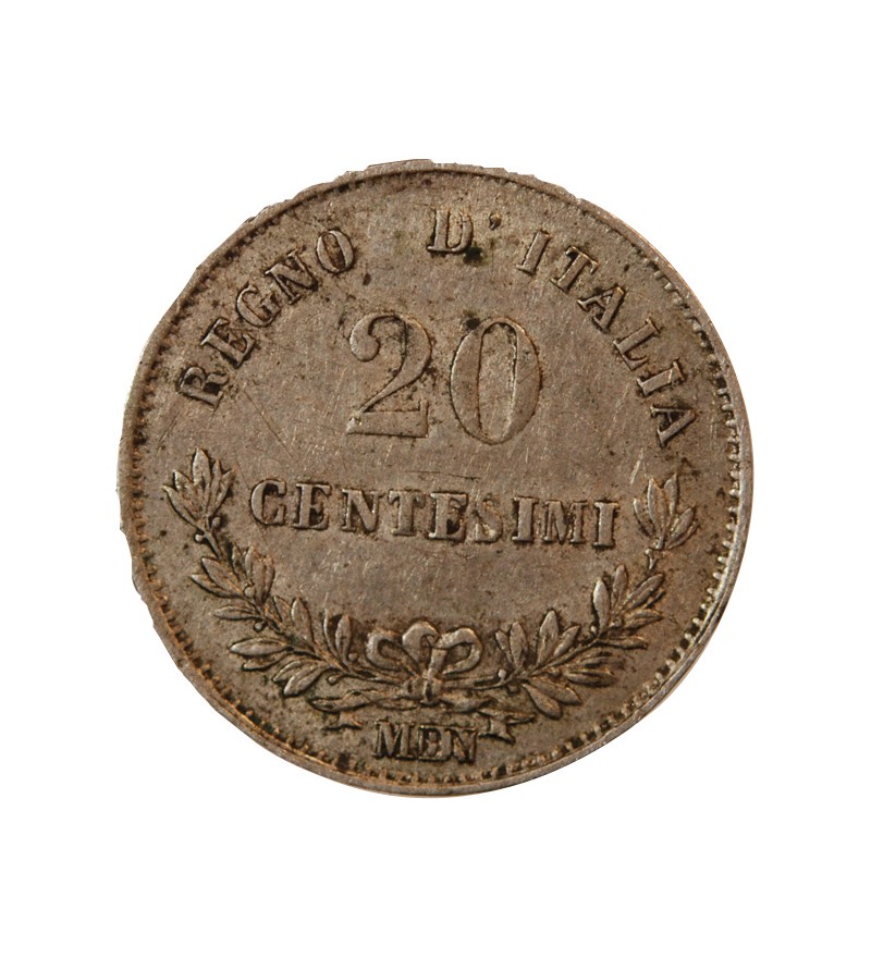 ITALIE, VICTOR EMMANUEL II - 20 CENTESIMI ARGENT 1863 M BN MILAN