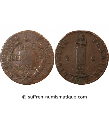HAITI - 2 CENTIMES 1831