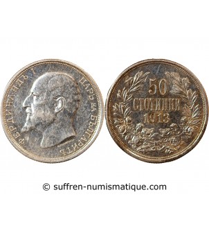 BULGARIE, FERDINAND Ier - 50 STOTINKI ARGENT 1913