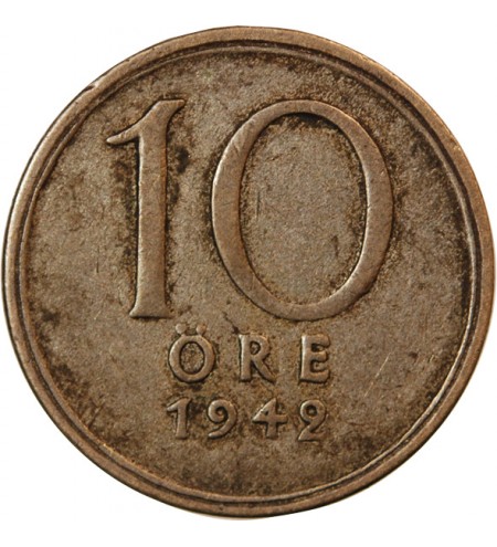SUÈDE, GUSTAF V - 10 ÖRE 1942 G