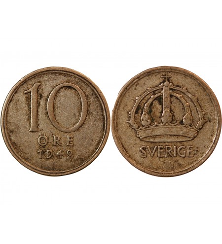 SUÈDE, GUSTAF V - 10 ÖRE 1942 G