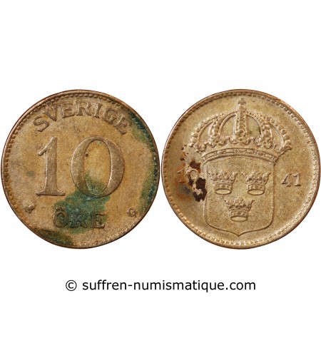 SUÈDE, GUSTAF V - 10 ÖRE 1941 G