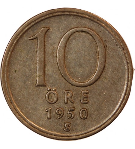 SUÈDE, GUSTAF V - 10 ÖRE 1950