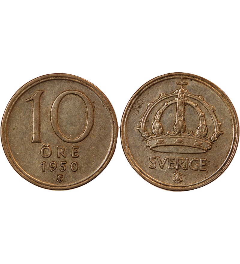 SUÈDE, GUSTAF V - 10 ÖRE 1950