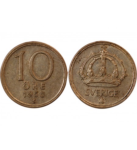 SUÈDE, GUSTAF V - 10 ÖRE 1950