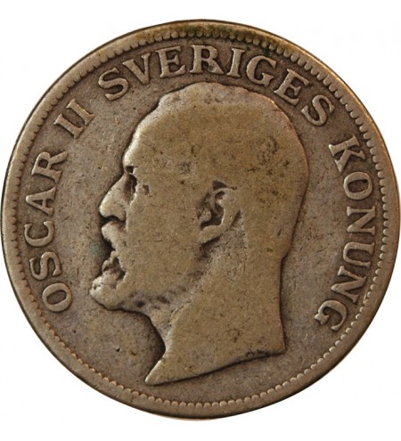 SUÈDE, OSCAR II - KRONA ARGENT 1907 EB
