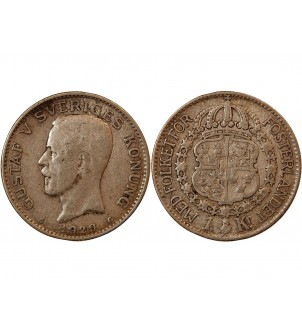 SUÈDE, GUSTAF V - KRONA ARGENT 1929 G 2