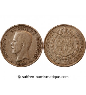 SUÈDE, GUSTAF V - KRONA ARGENT 1936 G