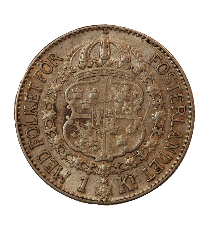 SUÈDE, GUSTAF V - KRONA ARGENT 1939 G