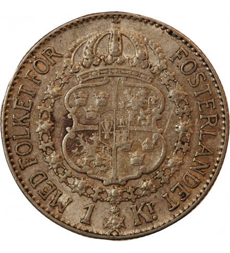 SUÈDE, GUSTAF V - KRONA ARGENT 1939 G
