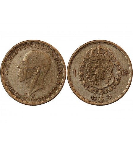 SUÈDE, GUSTAF V - KRONA 1947 TS