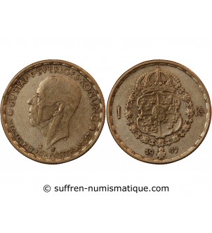 SUÈDE, GUSTAF V - KRONA 1947 TS