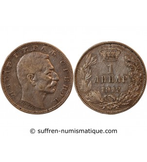 SERBIE - PIERRE Ier - 1 DINAR ARGENT 1912