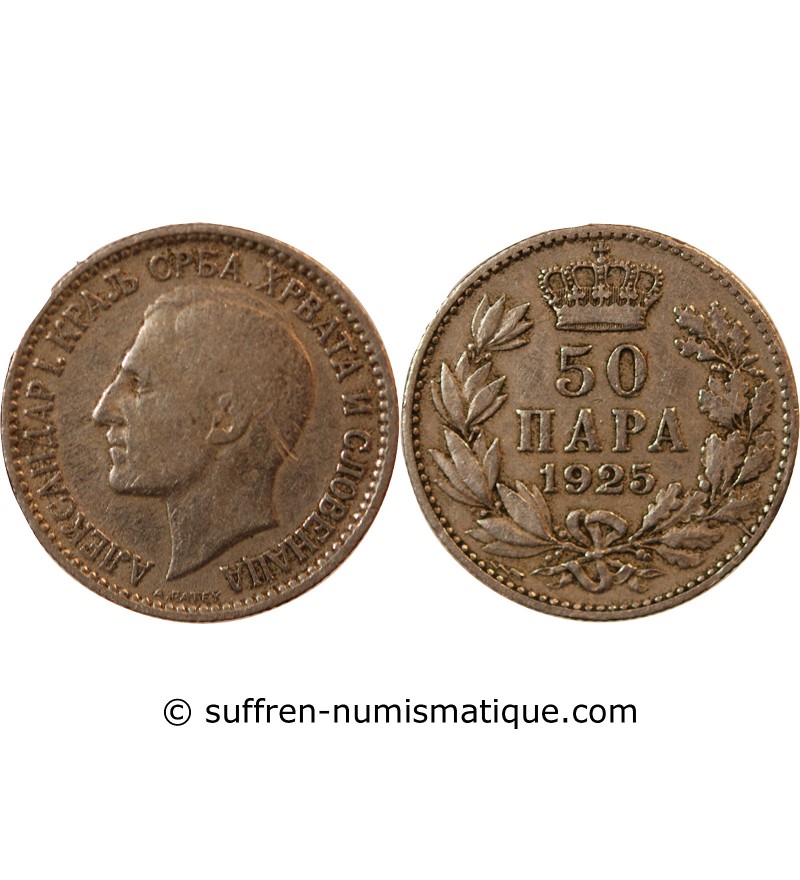 YOUGOSLAVIE, ALEXANDRE Ier - 50 PARA 1925 POISSY