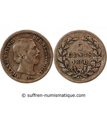 PAYS-BAS, WILLEM III - 5 CENTS ARGENT 1850