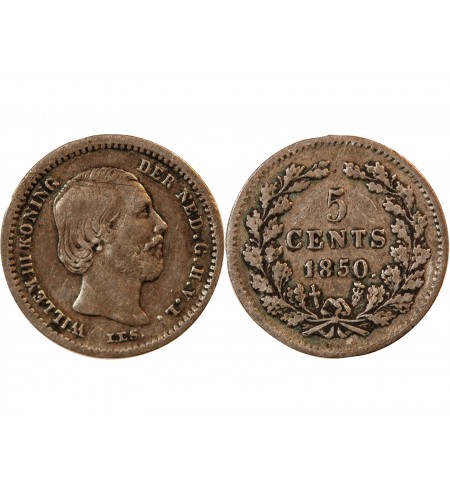 PAYS-BAS, WILLEM III - 5 CENTS ARGENT 1850