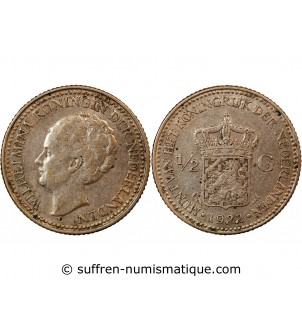 PAYS-BAS, WILHELMINA - 1/2 GULDEN ARGENT 1922