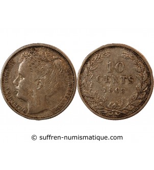 PAYS-BAS, WILHELMINA - 10 CENTS ARGENT 1903