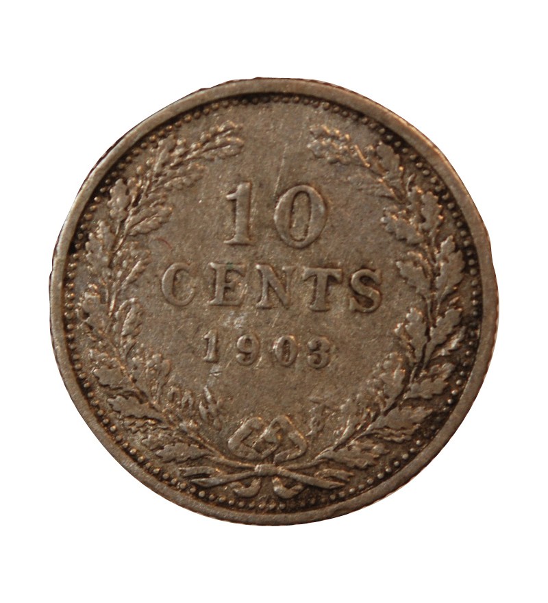 PAYS-BAS, WILHELMINA - 10 CENTS ARGENT 1903
