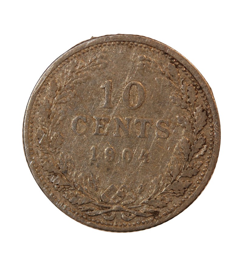 PAYS-BAS, WILHELMINA - 10 CENTS ARGENT 1904