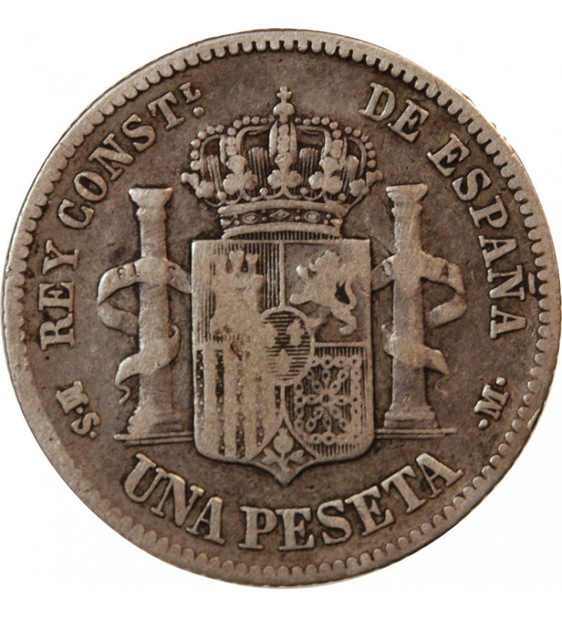 ESPAGNE, ALPHONSE XII - PESETA ARGENT 1883