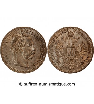 AUTRICHE, FRANÇOIS-JOSEPH Ier - 10 KREUZER ARGENT 1868