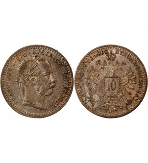 AUTRICHE, FRANÇOIS-JOSEPH Ier - 10 KREUZER ARGENT 1868 2