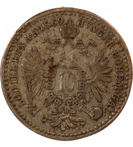 AUTRICHE, FRANÇOIS-JOSEPH Ier - 10 KREUZER ARGENT 1869