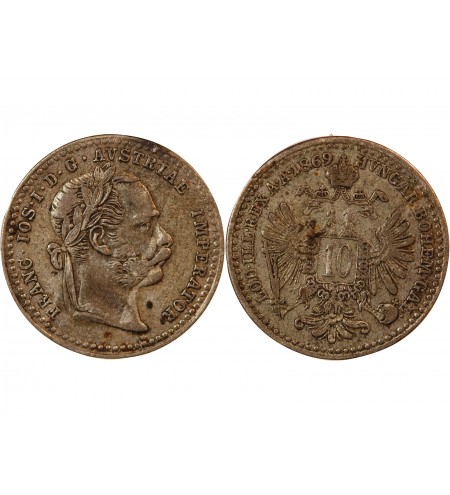 AUTRICHE, FRANÇOIS-JOSEPH Ier - 10 KREUZER ARGENT 1869