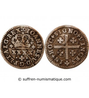 PORTUGAL, JEAN V - 1/2 TOSTAO ARGENT 1706-1750