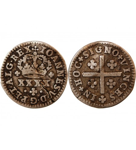 PORTUGAL, JEAN V - 1/2 TOSTAO ARGENT 1706-1750