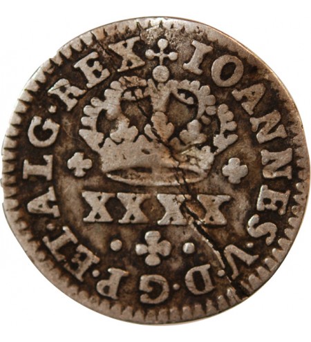 PORTUGAL, JEAN V - 1/2 TOSTAO ARGENT 1706-1750
