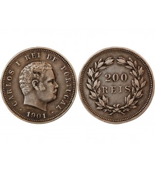 PORTUGAL, CHARLES Ier - 200 REIS ARGENT 1901 2