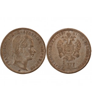 AUTRICHE, FRANÇOIS-JOSEPH Ier - 1/4 FLORIN ARGENT 1859 A VIENNE 2