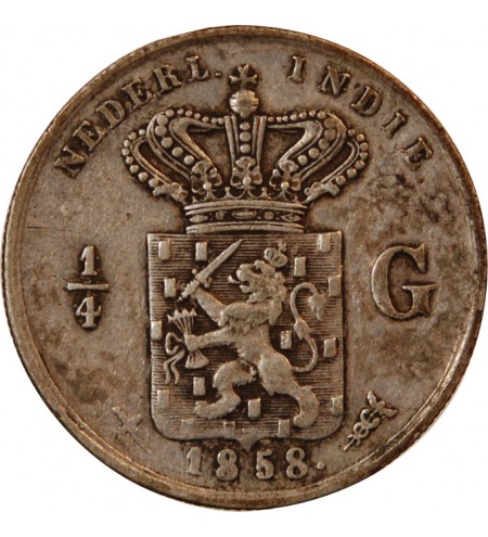 INDES ORIENTALES NÉERLANDAISES, WILLEM III - 1/4 GULDEN ARGENT 1858