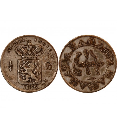 INDES ORIENTALES NÉERLANDAISES, WILLEM III - 1/4 GULDEN ARGENT 1858