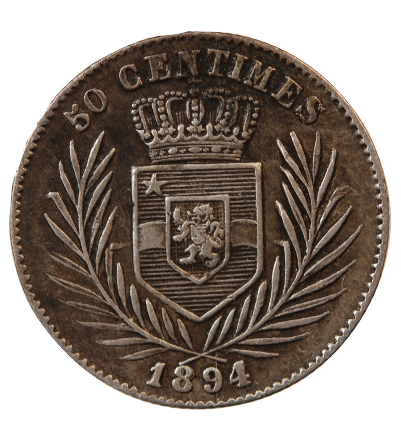 CONGO BELGE, LEOPOLD Ier - 50 CENTIMES ARGENT 1894