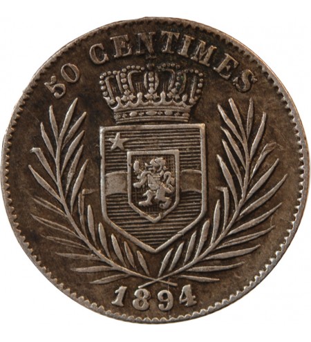 CONGO BELGE, LEOPOLD Ier - 50 CENTIMES ARGENT 1894
