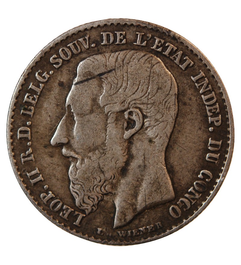CONGO BELGE, LEOPOLD Ier - 50 CENTIMES ARGENT 1894