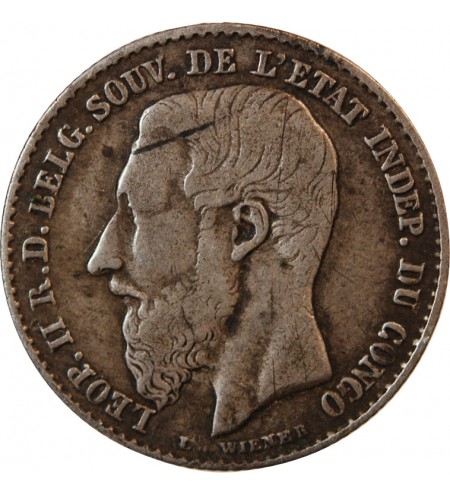 CONGO BELGE, LEOPOLD Ier - 50 CENTIMES ARGENT 1894