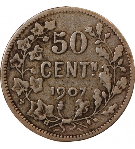 BELGIQUE, LEOPOLD II - 50 CENTIMES ARGENT 1907 - Légende flamande