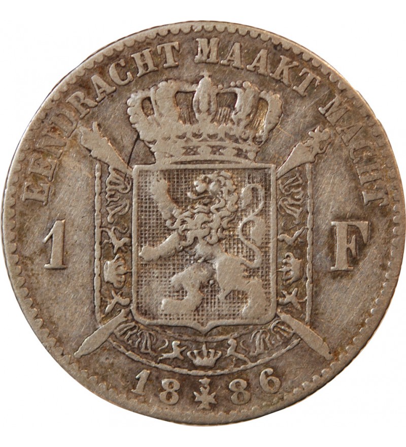 BELGIQUE, LEOPOLD II - 1 FRANC ARGENT 1886 - Légende flamande
