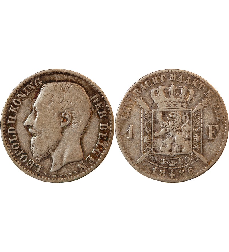 BELGIQUE, LEOPOLD II - 1 FRANC ARGENT 1886 - Légende flamande