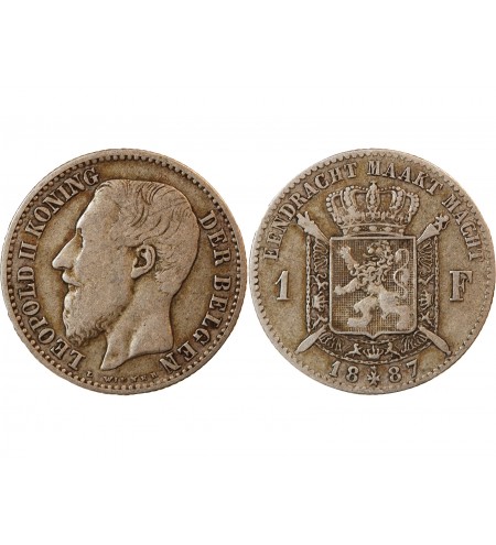 BELGIQUE, LEOPOLD II - 1 FRANC ARGENT 1887 - Légende flamande